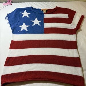 Patriotic Stars and Stripes Knit Top